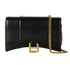 Hourglass Wallet On Chain, &pound;650, Handbags, Black, Leather, Front view